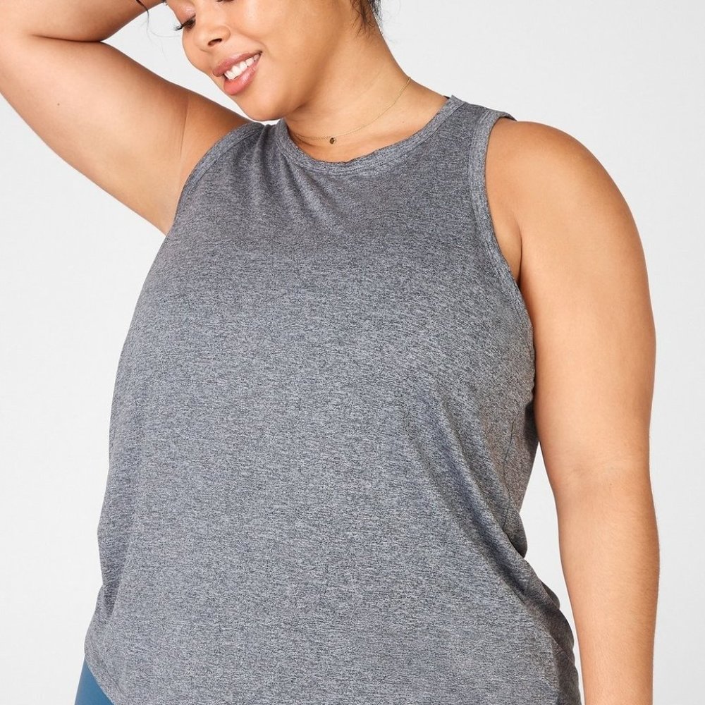 Dry-Flex Twisted Open Back Tank, 2x Gray